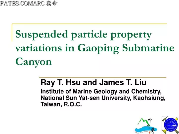suspended particle property variations in gaoping submarine canyon