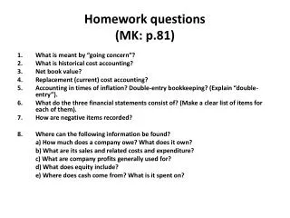 Homework questions (MK: p.81)