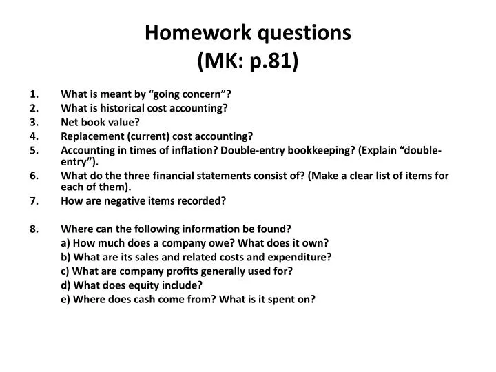 homework questions mk p 81