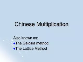 Chinese Multiplication