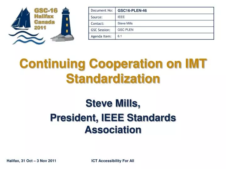 continuing cooperation on imt standardization