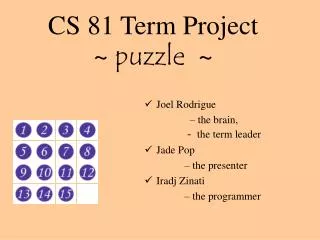 CS 81 Term Project ~ puzzle ~