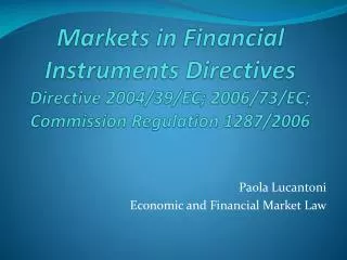 Paola Lucantoni Economic and Financial Market Law