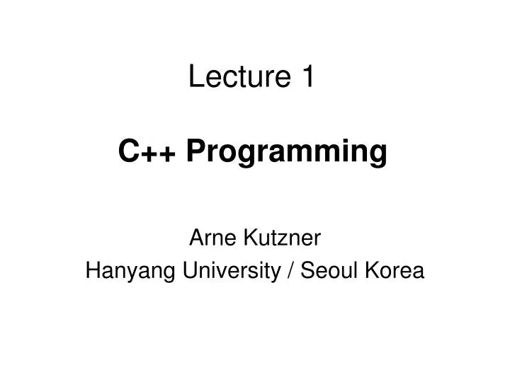 lecture 1 c programming