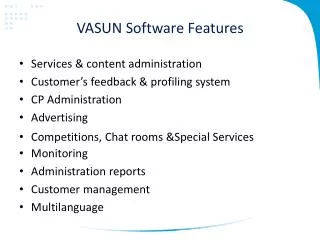 VASUN Software Features