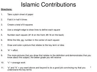 Islamic Contributions
