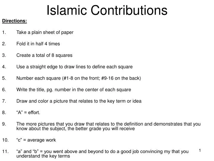 islamic contributions