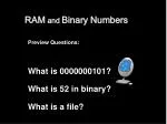 Understanding RAM and Binary Numbers: Key Concepts and Applications - slide 1