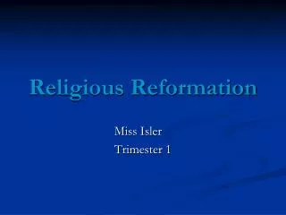 Religious Reformation