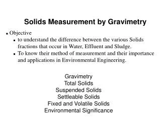 Solids Measurement by Gravimetry