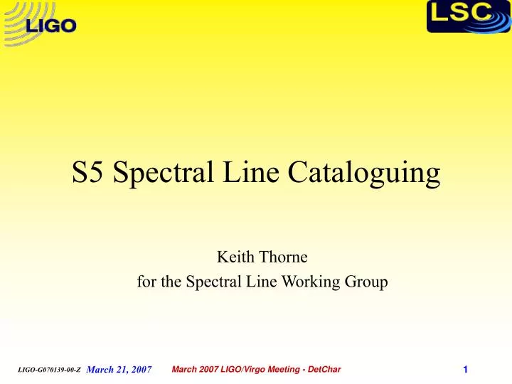 s5 spectral line cataloguing
