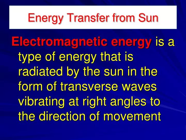 energy transfer from sun
