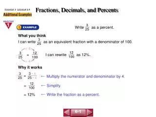 Fractions, Decimals, and Percents