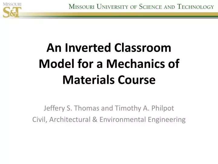 an inverted classroom model for a mechanics of materials course