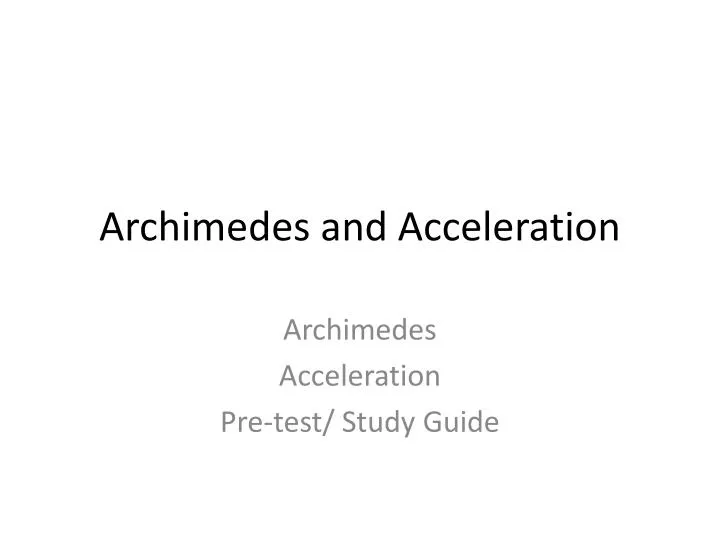 archimedes and acceleration