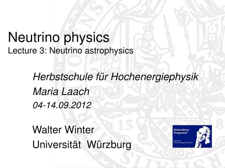 neutrino physics lecture 3 neutrino astrophysics