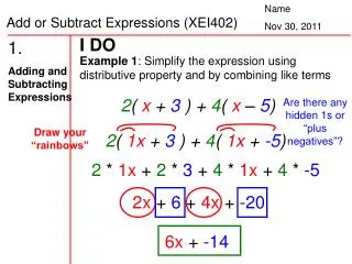 1. Adding and Subtracting Expressions