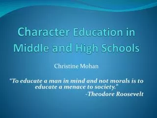 Character Education in Middle and High Schools