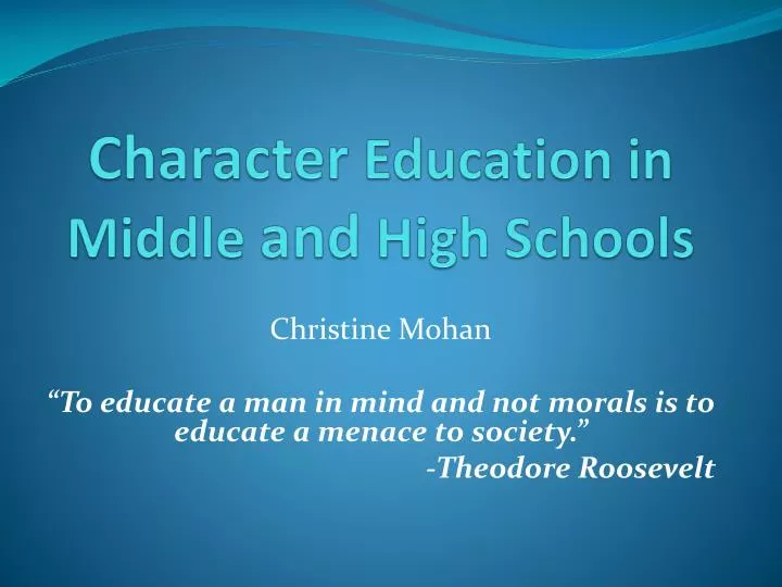 character education in middle and high schools