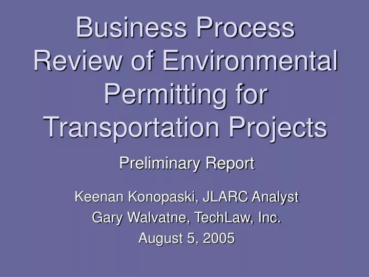 business process review of environmental permitting for transportation projects