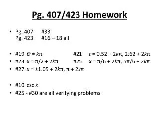 Pg. 407/423 Homework
