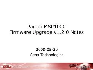 Parani-MSP1000 Firmware Upgrade v1.2.0 Notes