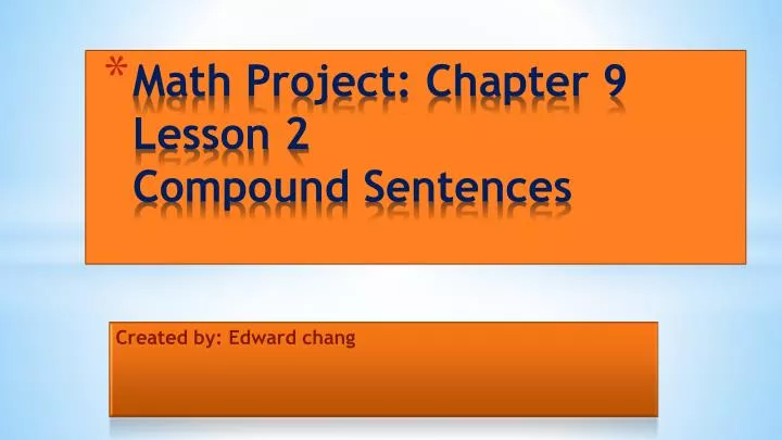 math project chapter 9 lesson 2 compound sentences