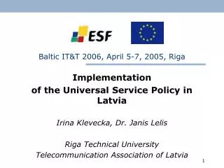 Baltic IT&amp;T 2006, April 5-7, 2005, Riga