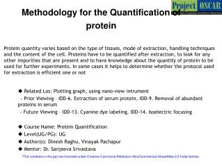 Methodology for the Quantification of protein