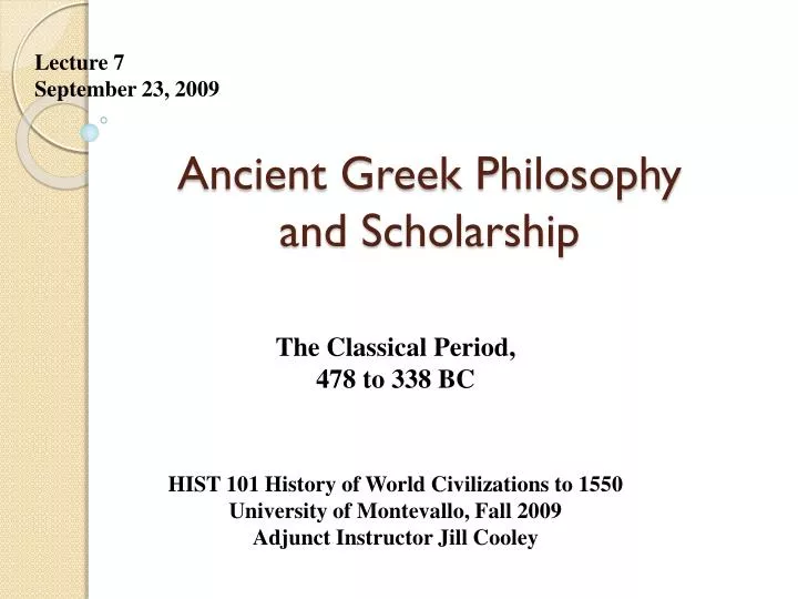 ancient greek philosophy and scholarship