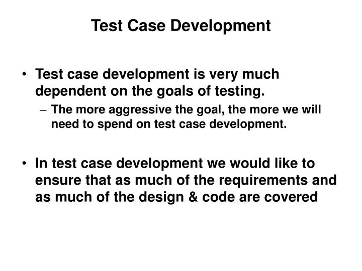 test case development