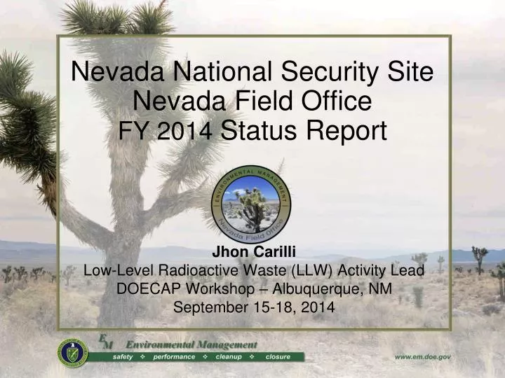 nevada national security site nevada field office fy 2014 status report