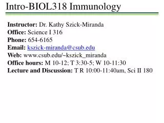 Intro-BIOL318 Immunology