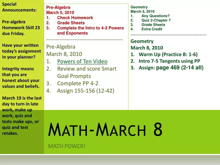 math march 8