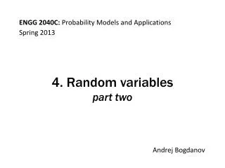 4. Random variables part two