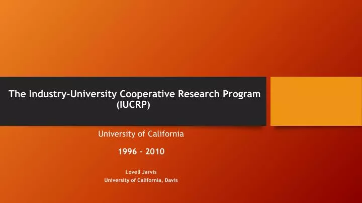 the industry university cooperative research program iucrp