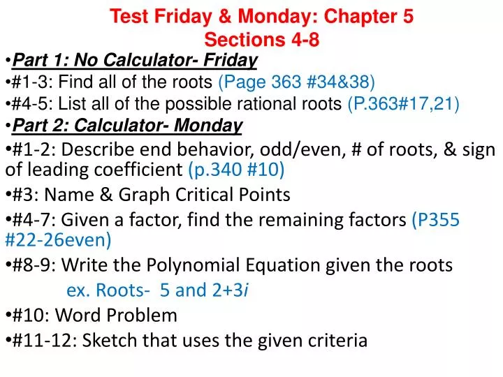 test friday monday chapter 5 sections 4 8