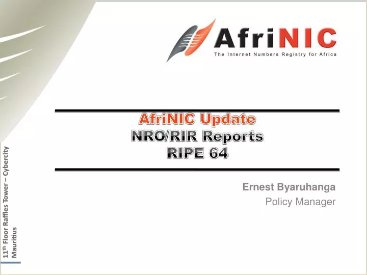 afrinic update nro rir reports ripe 64