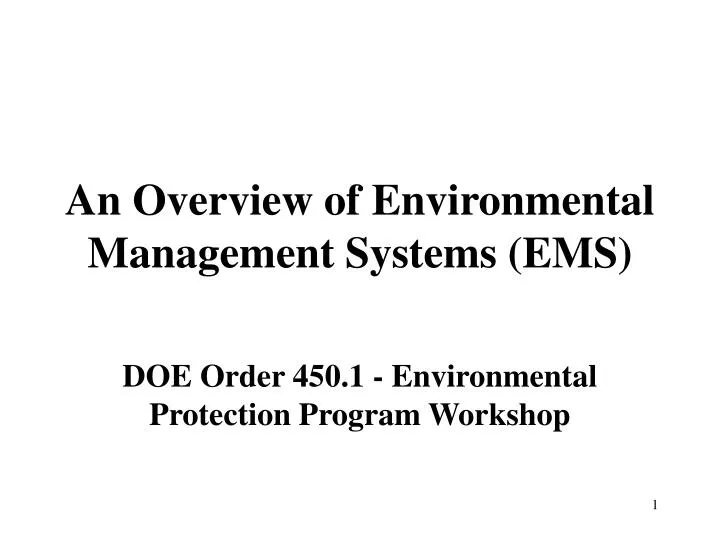 an overview of environmental management systems ems