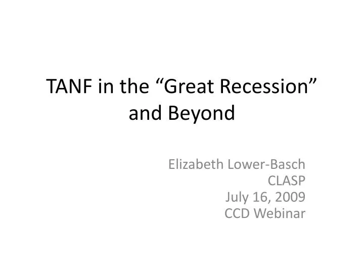 tanf in the great recession and beyond