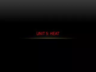 Unit 5: Heat