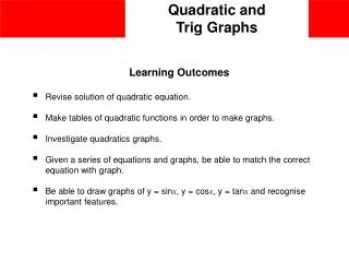 Quadratic and Trig Graphs