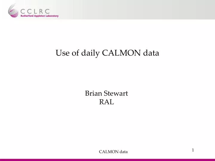 use of daily calmon data