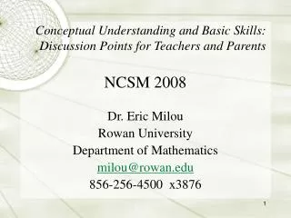 Conceptual Understanding and Basic Skills: Discussion Points for Teachers and Parents