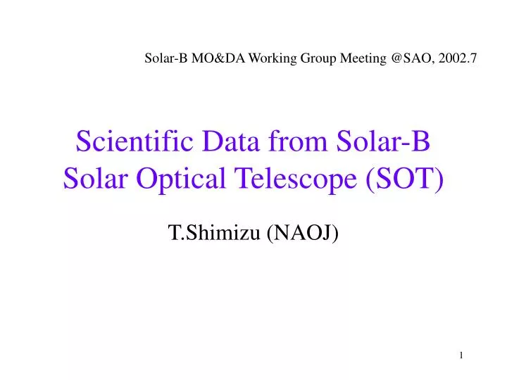 scientific data from solar b solar optical telescope sot