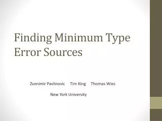 Finding Minimum Type Error Sources