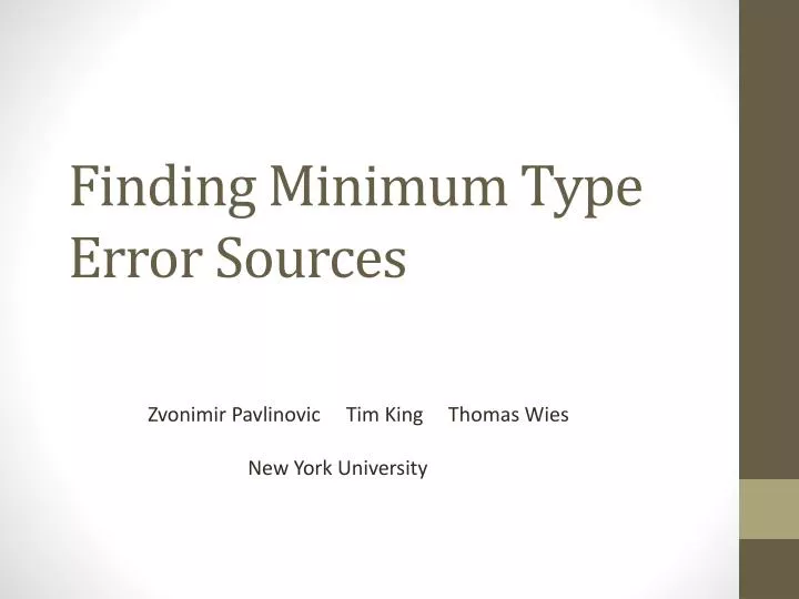 finding minimum type error sources