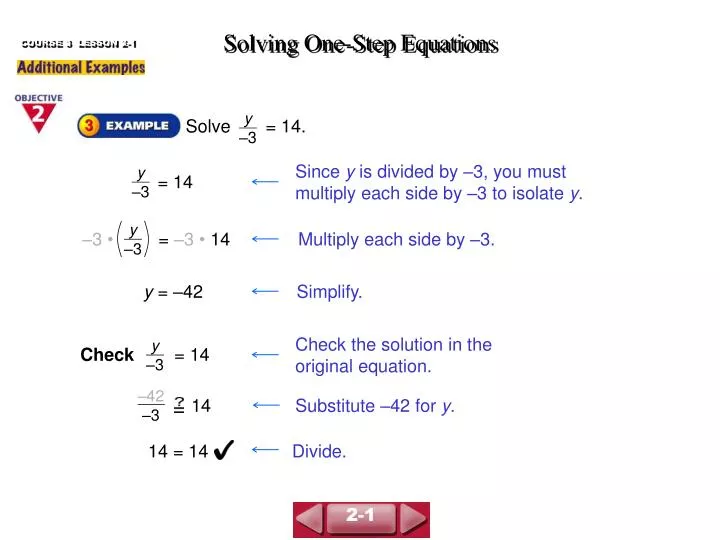 solving one step equations