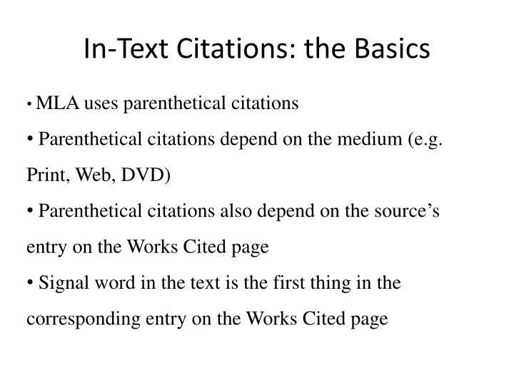 in text citations the basics