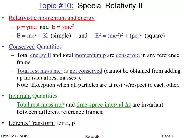 topic 10 special relativity ii